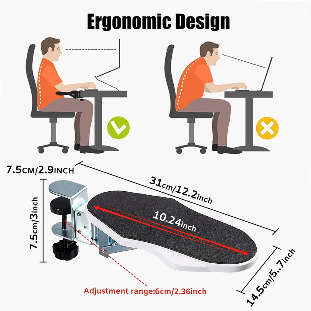 Support de bras pour ordinateur portable (1 pièce) adapté aux bureaux, réglable en rotation, avec plateau d'extension pour le poignet, pour une utilisation à domicile.