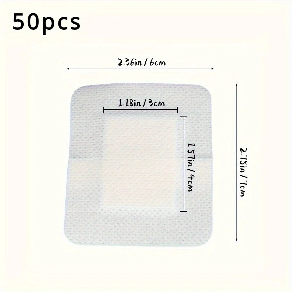 50 pansements adhésifs médicaux hypoallergéniques non tissés de grande taille (6 x 7 cm) pour plaies importantes et premiers soins