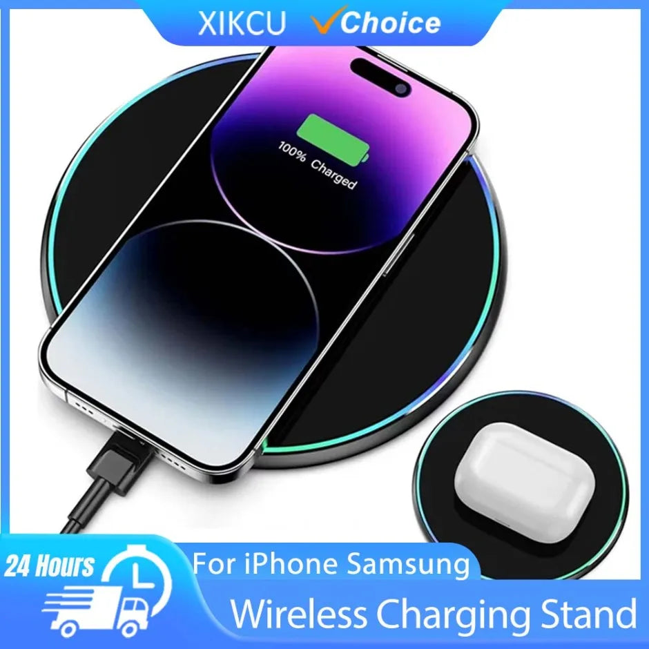 Station de charge rapide par induction pour Samsung S23/S22, Xiaomi et Huawei. Chargeur sans fil 2 en 1 pour iPhone 12-16 Pro Max