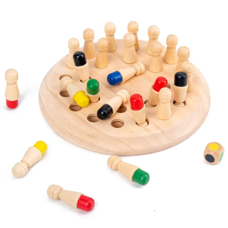 Jeu d'échecs en bois avec allumettes et mémoire, jeu de logique éducatif et intelligent, jouet d'interaction parent-enfant, cadeau pour enfants