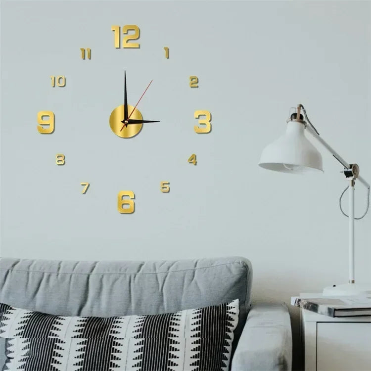 Frameless Modern 3D Wall Clock Mirror Sticker Clock for Home Office Hotel Restaurant School Decoration