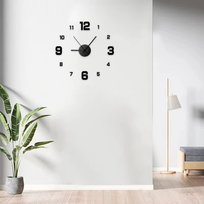 ' Frameless Modern 3D Wall Clock Mirror Sticker Clock for Home Office Hotel Restaurant School Decoration