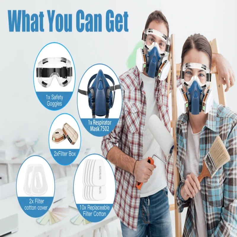 Nouveau 7502 masque respiratoire masque de protection industrie peinture pulvérisation poussière masque à gaz avec 501 5N11 6001CN demi-masque chimique