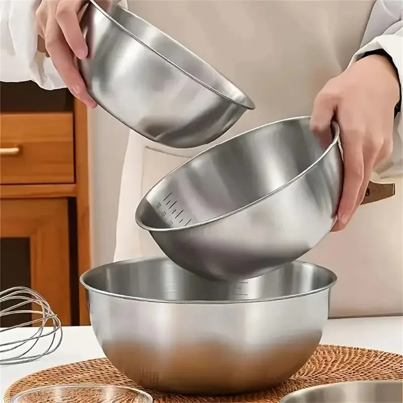 Ensemble de bols en acier inoxydable 1-3, avec échelle pour la cuisson, le stockage des aliments, bols à mélanger de grande capacité pour les essentiels de la cuisine à domicile