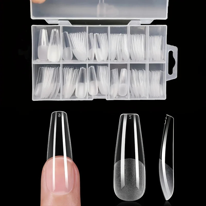 120 capsules d'ongles à pression à couverture complète, forme stiletto, amande, carrée, cercueil, française, faux ongles en gel à tremper, capsules