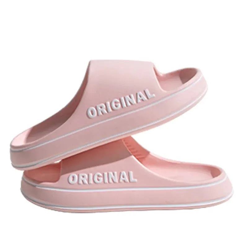 Feslishoet Pantoufles à lettres pour femmes, claquettes de plage, couleur unie, chaussures antidérapantes à semelle épaisse pour hommes, sandales d'été pour couples
