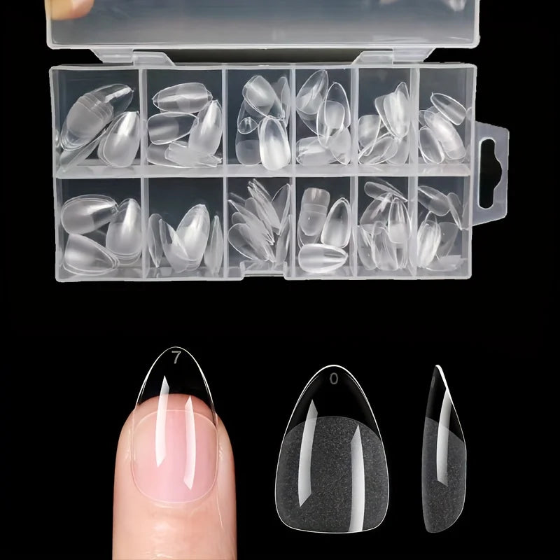 120 capsules d'ongles à pression à couverture complète, forme stiletto, amande, carrée, cercueil, française, faux ongles en gel à tremper, capsules