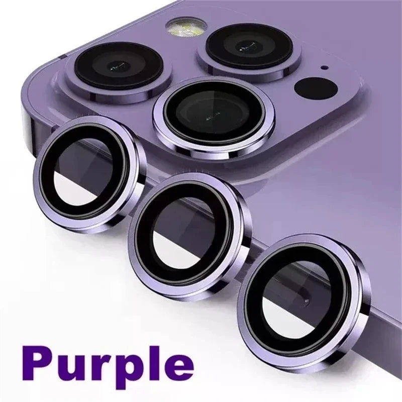 Lot de 2 à 3 protections d'objectif en métal pour iPhone 11, 12, 13, 14, 15 Pro Max, 15, 14 Plus, 13, 12 Mini et iPhone 14 Pro Max