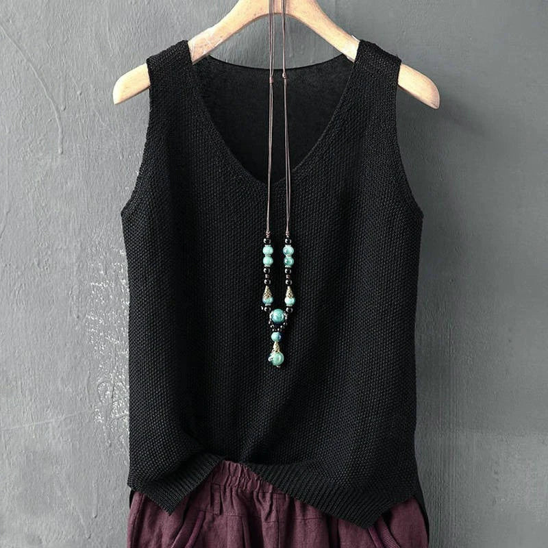 Blusas Mujer De Moda 2024 Blouse femmes été sans manches tricoté Blouse chemise femmes vêtements col en v Blouse haut pour femme chemises C855