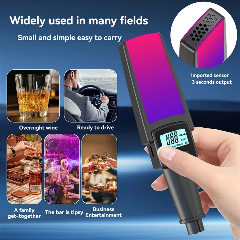 A003 2 en 1 Éthylotest numérique portable avec marteau de sécurité et dispositif anti-retour par souffler