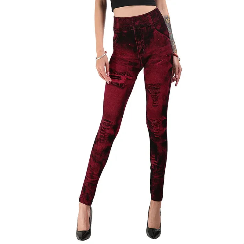 Femmes Imitation jean Leggings extensibles mode Sexy mince Push Up dame Leggings de gymnastique casual Simple taille haute Streetwear Leggings