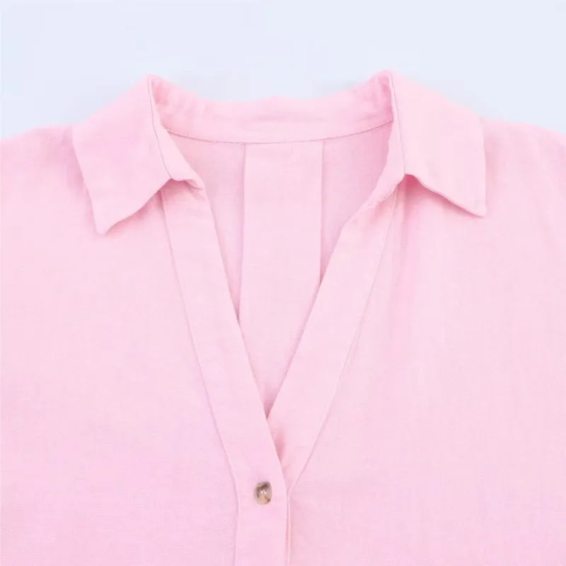 HipSeam chemise à manches larges femmes printemps ourlet asymétrique bouton chemises pour femmes Simple dame Johnny col chemises et chemisiers en lin