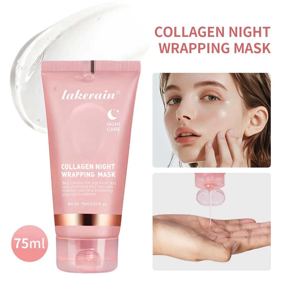 Masque facial peel-off au collagène, soin de nuit enveloppant, hydratation et élasticité, réduit le relâchement cutané et le teint terne, collagène hydrolysé