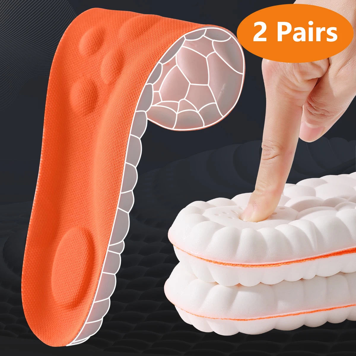 Semelles intérieures de Sport en Latex, 1/2/4 paires, coussinets de chaussures souples à haute élasticité, orthèses respirantes, coussin d'absorption des chocs, Support d'arc
