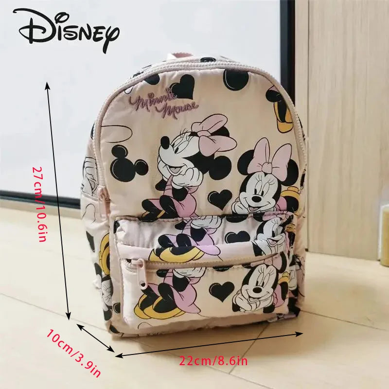 Sac à dos dessin animé Disney Mickey Mouse, sac d'école en toile Minnie pour femmes, sac à dos de grande capacité à la mode