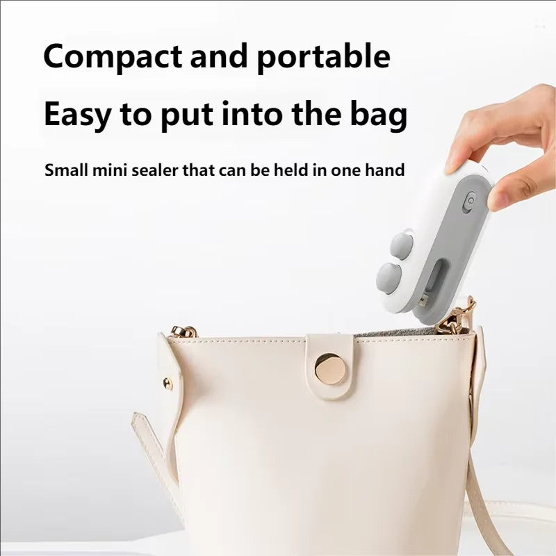 HOMEFISH Mini Handheld Food Heat Sealer, USB Rechargeable Heat Sealer, Storage Bag, Plastic Package, Food Sealer, Clip Bag