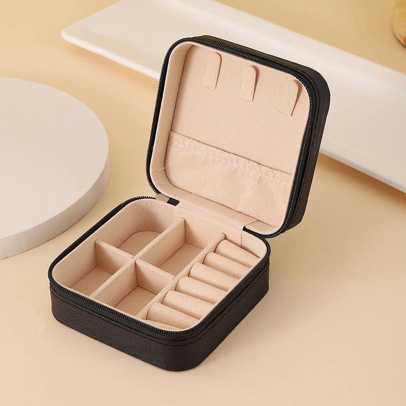 Portable Jewelry Storage Box Home Travel Earrings Necklace Ring Jewelry Box Mini Layered Jewelry Display Case