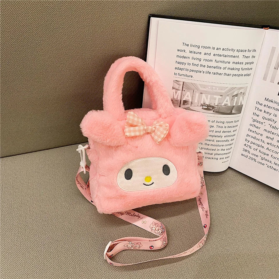 1pc Sanrio sac Kawaii Kuromi cannelle ma mélodie dessin animé en peluche sac à main sac cosmétique voyage sac de rangement femmes fille cadeaux