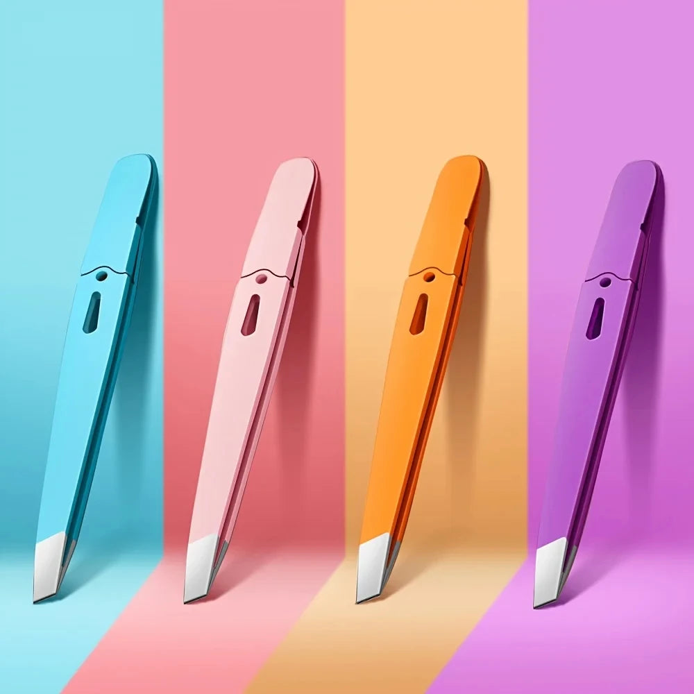 Pince à sourcils colorée, beauté des cheveux, extracteur de poils fins, en acier inoxydable, pinces à sourcils inclinées, outils de maquillage