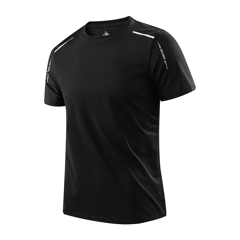 CHRLCK T-shirts de course à séchage rapide pour hommes respirant randonnée pêche T-shirts élasticité douce Sports de plein air chemise courte été