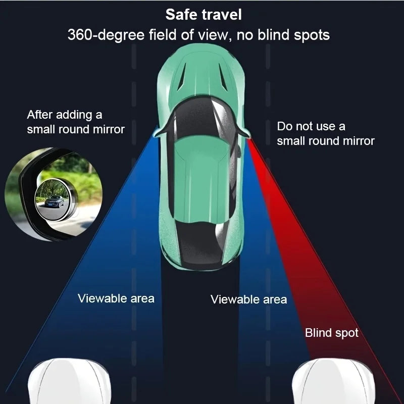 2 pièces rétroviseur d'angle mort réglable à 360 degrés rétroviseur auxiliaire de voiture miroir convexe cadre rond rétroviseurs grand angle pour marche arrière de voiture