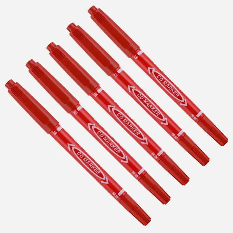 Lot de 5 ou 10 marqueurs permanents à encre noire, bleue et rouge, à double pointe fine. Articles de papeterie pour l'école et le bureau