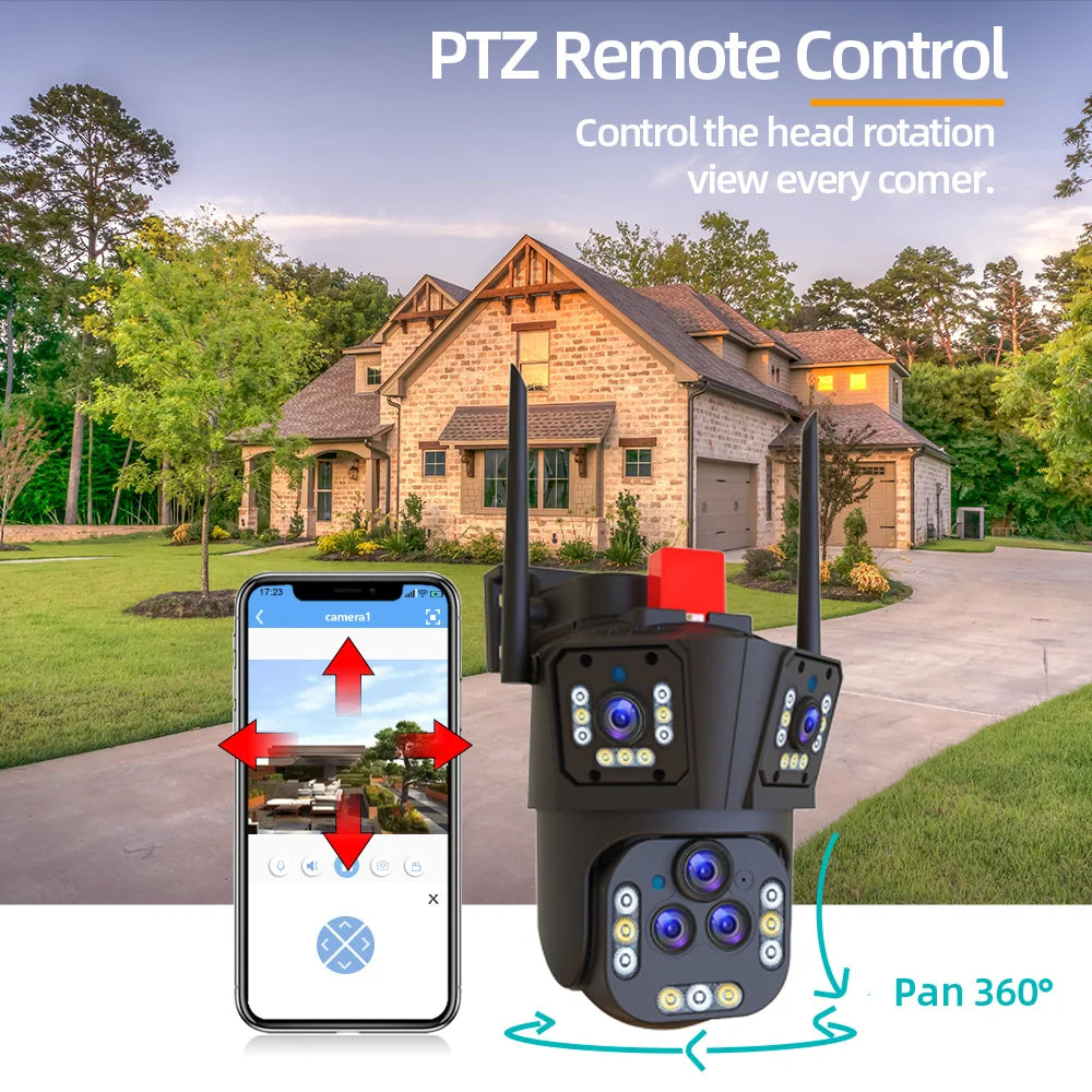 Caméra WiFi 10K 20MP pour extérieur, vidéosurveillance sans fil CCTV, caméra IP PTZ, zoom 20X, suivi automatique, audio bidirectionnel, caméras de sécurité