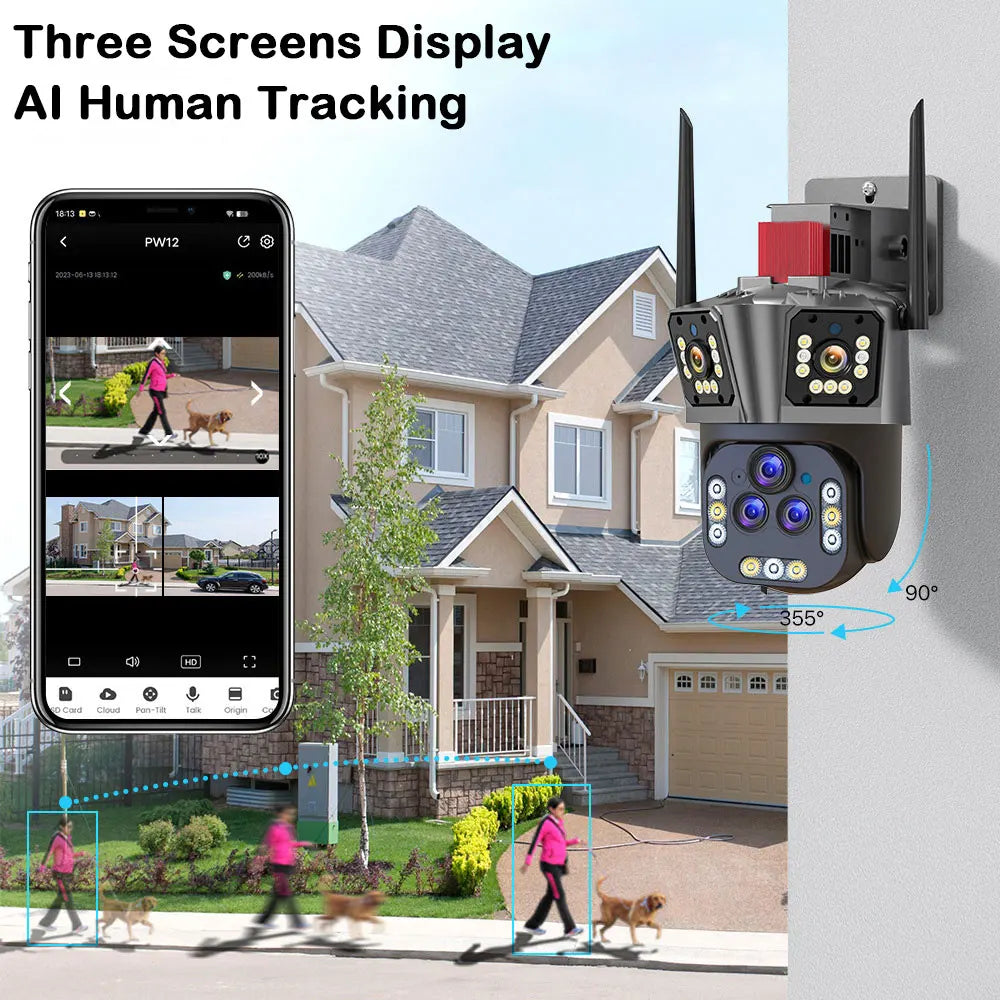 Caméra WiFi 10K 20MP pour extérieur, vidéosurveillance sans fil CCTV, caméra IP PTZ, zoom 20X, suivi automatique, audio bidirectionnel, caméras de sécurité