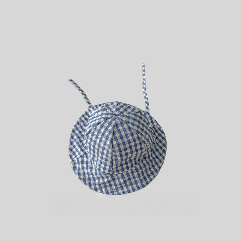 Chapeau bob à carreaux style Instagram pour bébé, idéal pour le printemps et l'été, avec bord fin et large, protection solaire et sangle ajustable