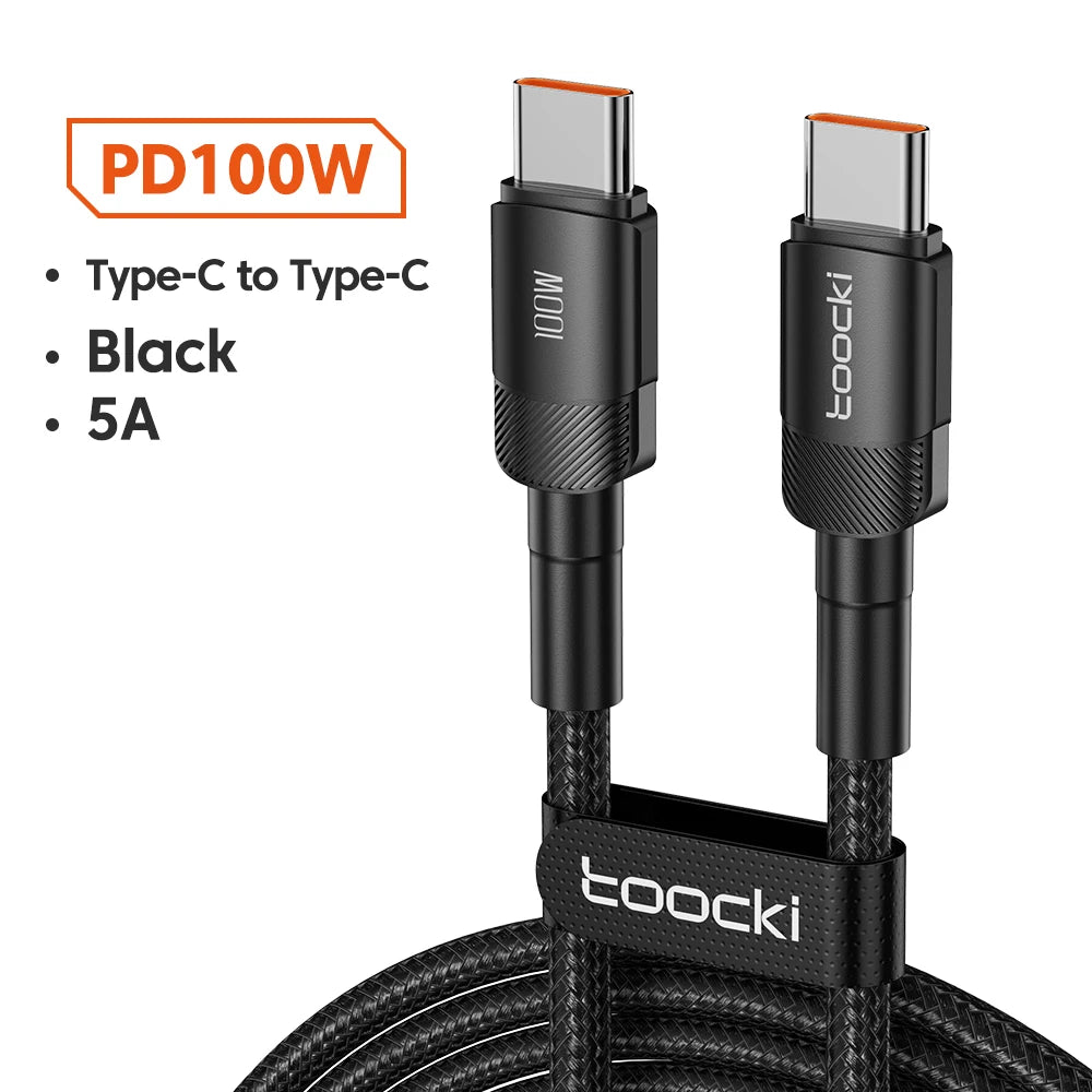 Toocki 100W Type C vers USB C câble PD 3.0 Charge rapide 4.0 Charge rapide Type C vers Type C pour iPhone 15 Macbook Samsung Xiaomi