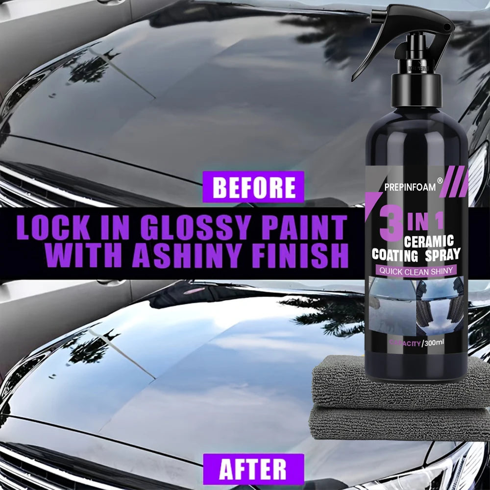 Spray de revêtement liquide en céramique 3 en 1 pour voiture, couche hydrophobe Nano cristal, Agent de polissage, peinture à haute brillance, cire de Protection, soins de voiture
