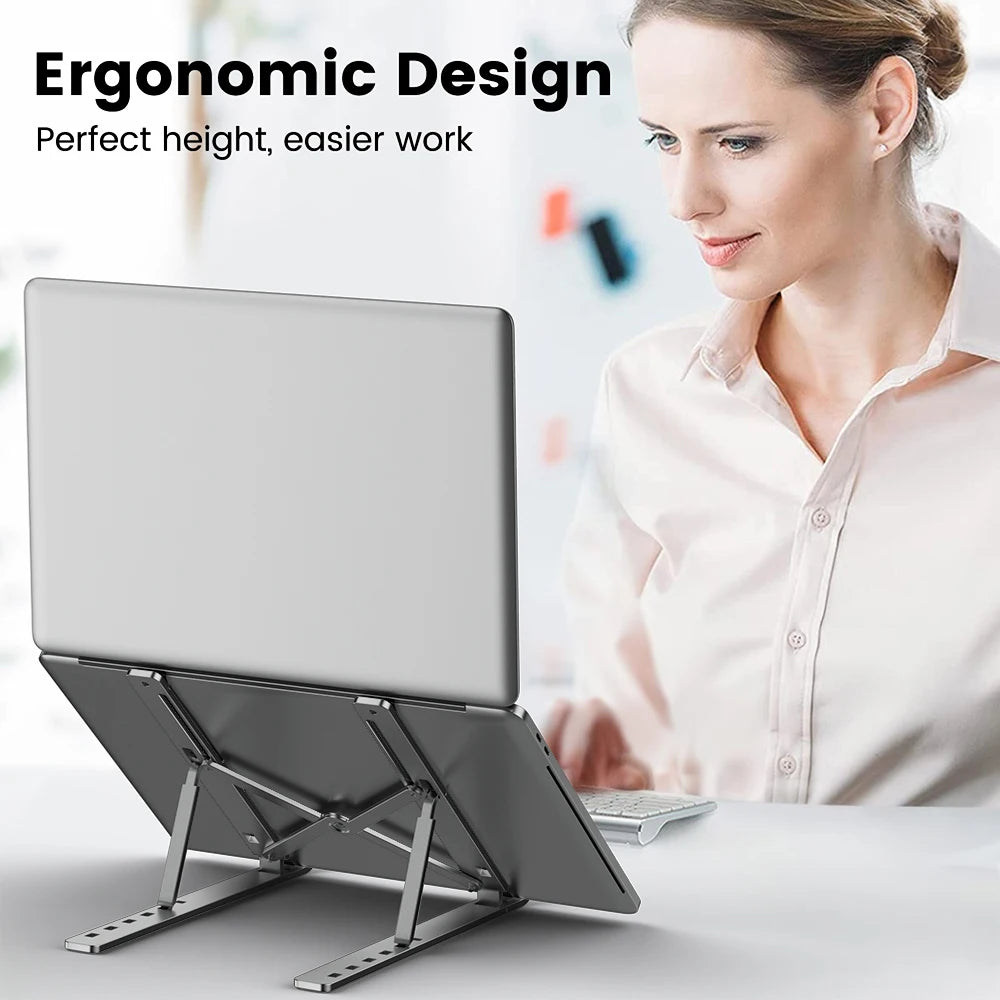 Support pliable en aluminium pour ordinateur portable, réglable et portable, compatible avec MacBook Air et Pro, et accessoires de refroidissement