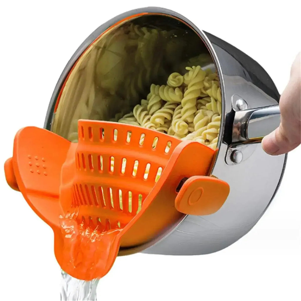 1 passoire à pince réglable en silicone pour casseroles, poêles et bols - Égouttoir manuel pour nouilles et pâtes