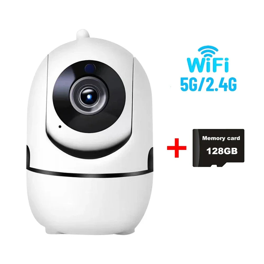 Caméra IP Wi-Fi 2,4 GHz/5 GHz pour maison connectée avec suivi automatique, vision nocturne 1080p, vidéosurveillance sans fil, compatible avec l'application OK pour la sécurité des bébés