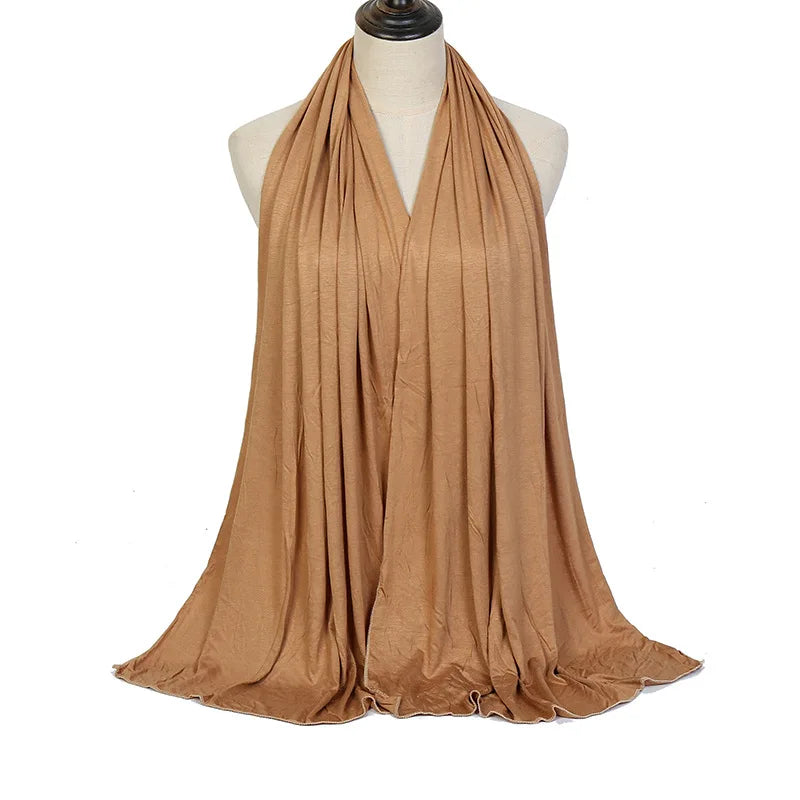 Écharpe Hijab en Jersey de coton Modal, châle musulman Long, Turban doux uni, bandeau pour femmes, bandeau africain 170x60cm