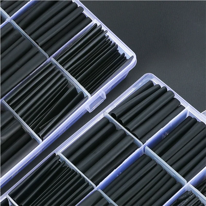 Kit de tubes thermorétractables noirs, tubes thermorésistants, emballage de fil rétractable, câble de connexion électrique, manchons d'isolation, protecteur