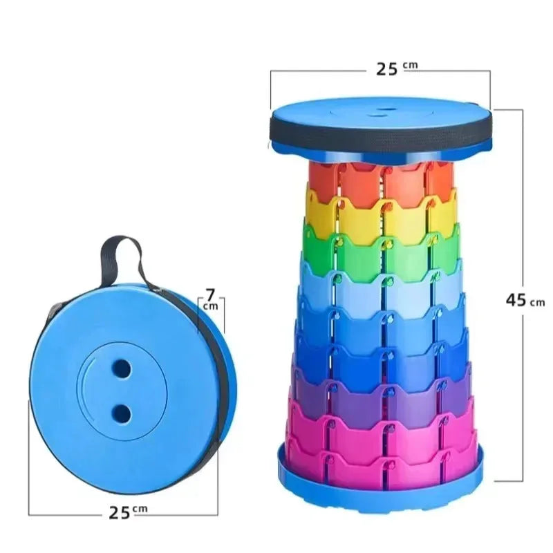 Chaise télescopique pliante portable en plastique, tabouret léger et réglable pour la pêche, la plage et le camping, siège pliable compact pour l'extérieur