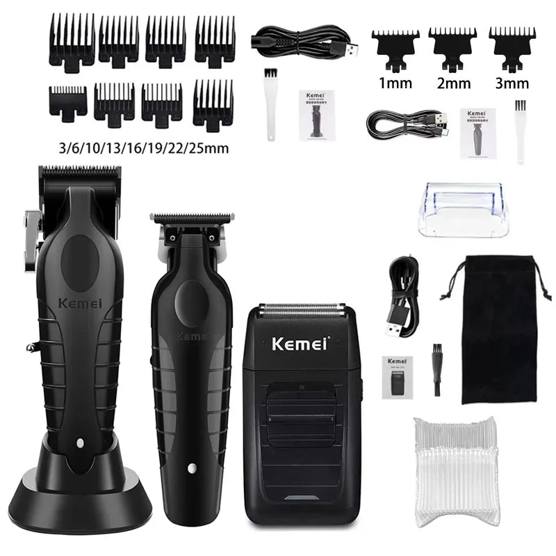 Kemei KM-2296 KM-2299 KM-1102 Kit de tondeuse à cheveux rasoir électrique pour hommes tondeuse à cheveux Machine professionnelle pour couper les cheveux