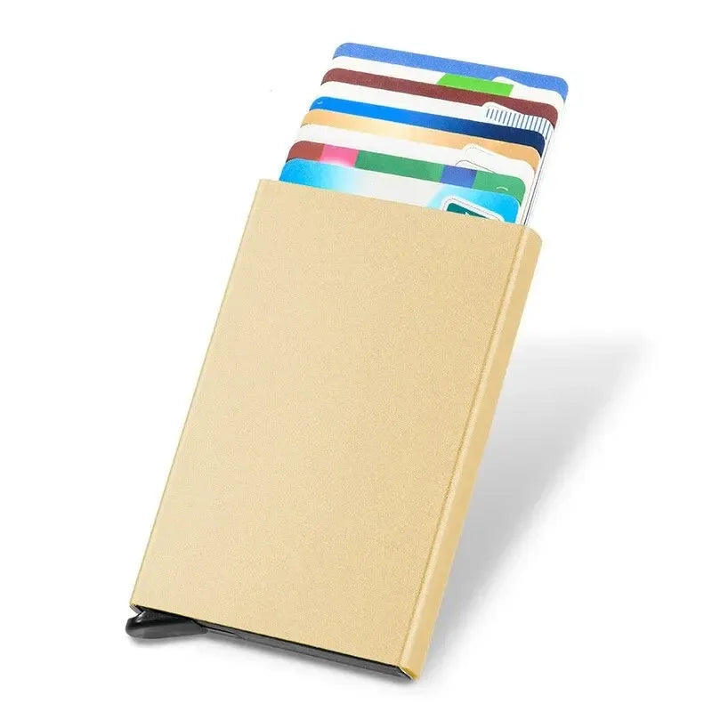 Hommes ID crédit porte carte bancaire portefeuille Anti Rfid intelligent Anti Rfid blocage protégé magique Pop Up mince petit argent portefeuilles étui