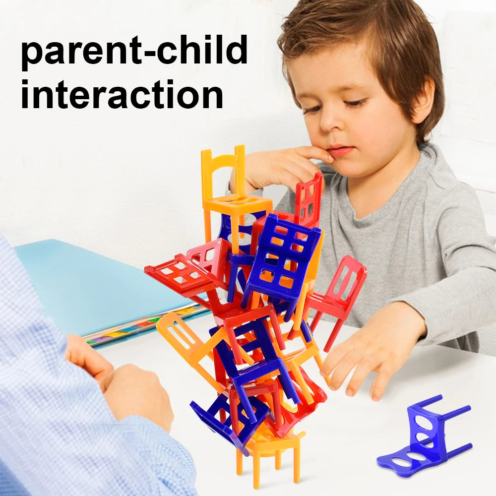 Chaise pliante pour enfants, jeu d'équilibre, jeu de bureau amusant, chaise d'équilibre pour adultes et enfants, jeu d'empilage, jouet interactif, cadeau