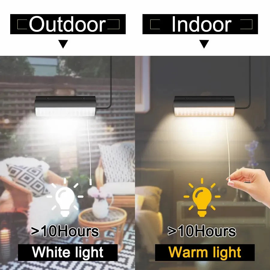 Lumières solaires lumière solaire intérieure extérieure de hangar avec interrupteur à fil de traction suspension solaire pour Patio porche grange maison de ferme avec ligne