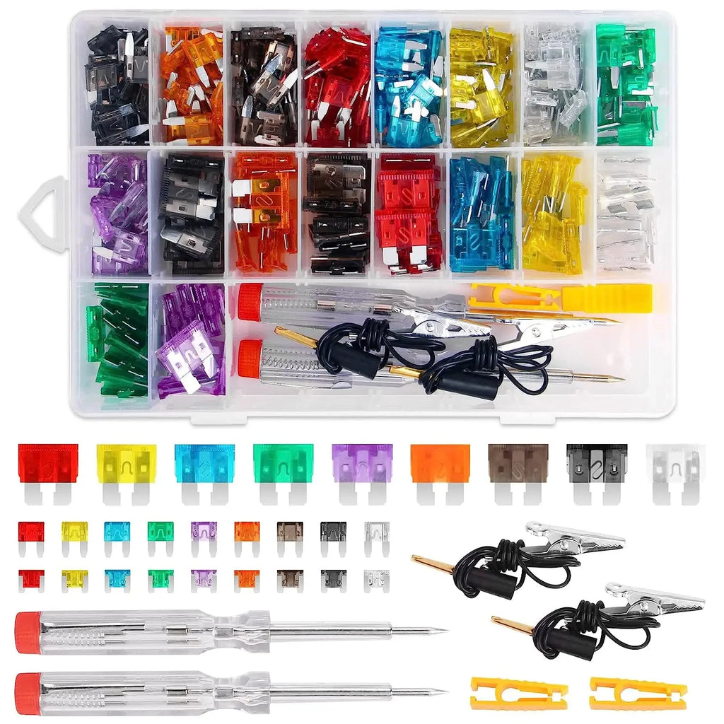 310PCS Truck SUV Car Assorted Replacement Blade Fuses with 2 Car Fuse Testers and 2 Fuse Pullers