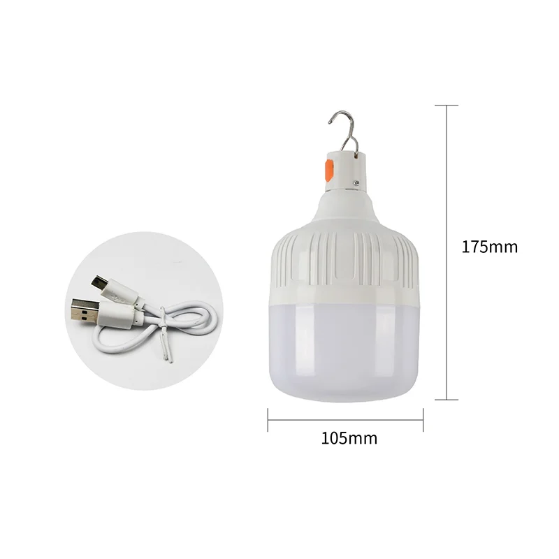 Portable Rechargeable LED Camping Light with Hook Dimmable Tent Lantern Emergency Night Lamp for Hiking Travel Adventure Use