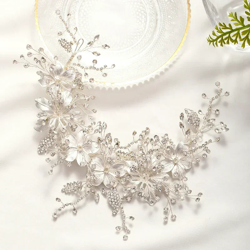 Bandeaux et diadèmes fleuris luxueux, accessoires de coiffure de mariage pour femmes, bijoux de cheveux de mariée, bandeau de mariée, coiffe, serre-tête de fête