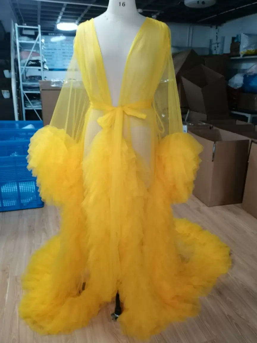 Robes de maternité, peignoirs longs en tulle pour femmes, robes de chambre pour séances photo, anniversaires, robes de mariée sexy et moelleuses, vêtements de nuit pour fêtes, robes sur mesure 2021