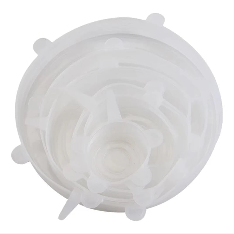 6 pièces/ensemble ustensiles de cuisine en Silicone Transparent conservation de la fraîcheur couvercle de bol universel extensible réfrigérateur four à micro-ondes scellé