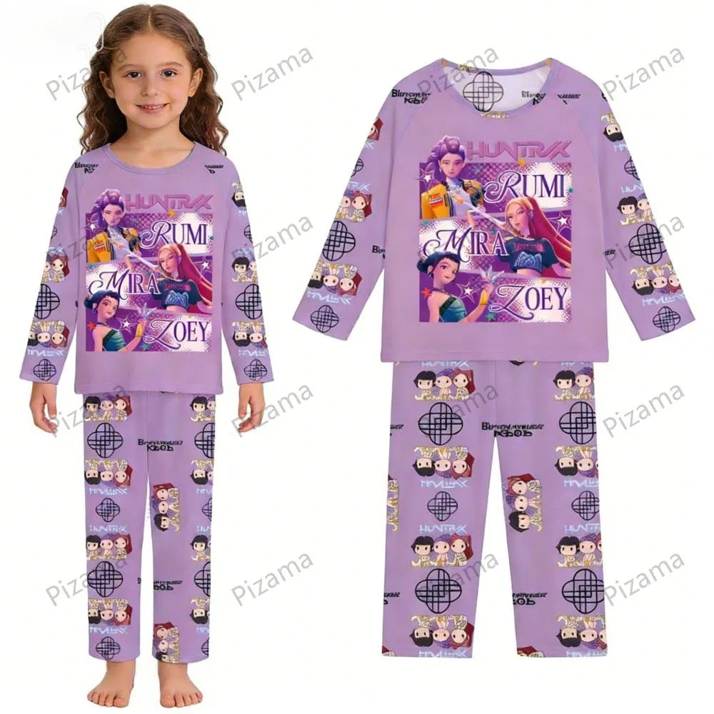 Pyjama K-Pop Chasseurs de Démons, ensemble 2 pièces pour enfants, manches longues et pantalon, collection automne. Convient aux garçons, filles, bébés et adolescents