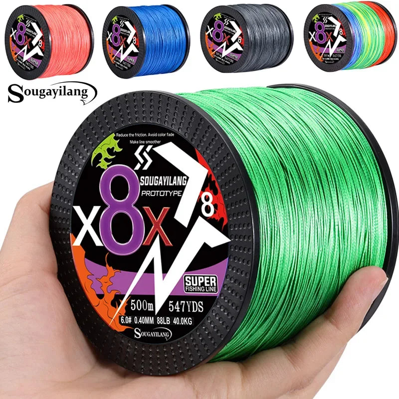 Sougayilang – ligne de pêche tressée X4 X8, 100/300/500 Max, ligne PE Multifilament, pour bar, brochet, carpe, accessoires de pêche