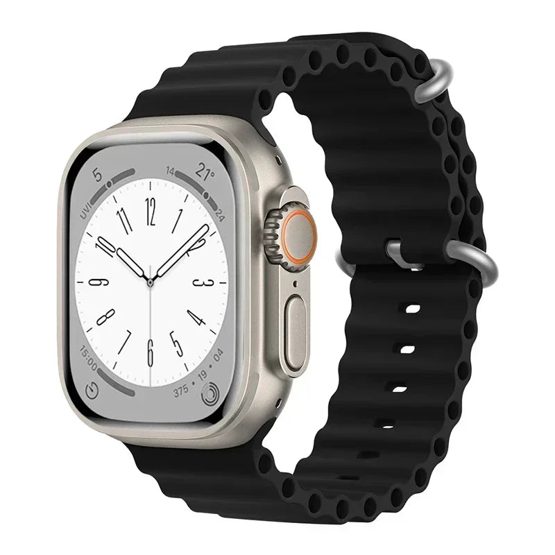 Bracelet océan en Silicone pour bracelets de montre Apple 45mm 46mm 40mm Ultra 2 49mm 44mm 41mm 38-42mm bracelet de sport série 10 9 8 7 6 5 4 SE