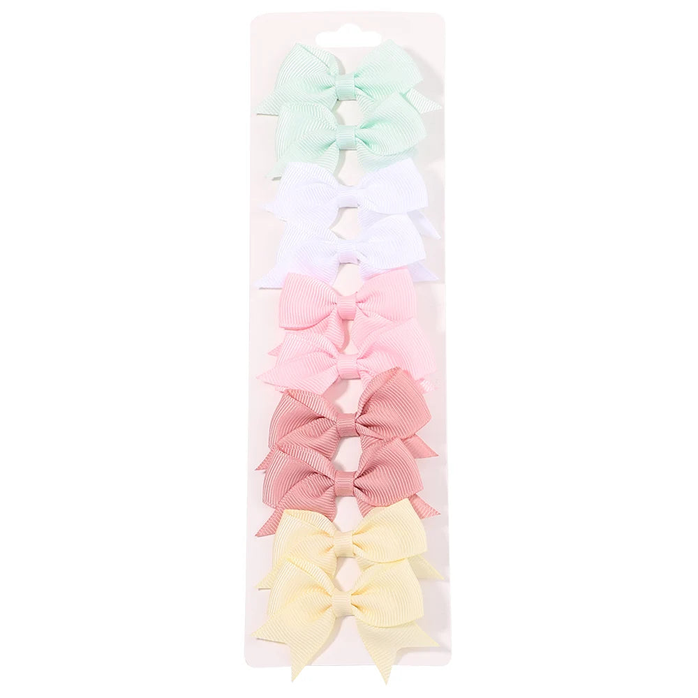 Pinces à cheveux avec nœud papillon en ruban solide, 10 pièces/ensemble, jolies Barrettes faites à la main pour bébés filles, couvre-chef, accessoires pour enfants